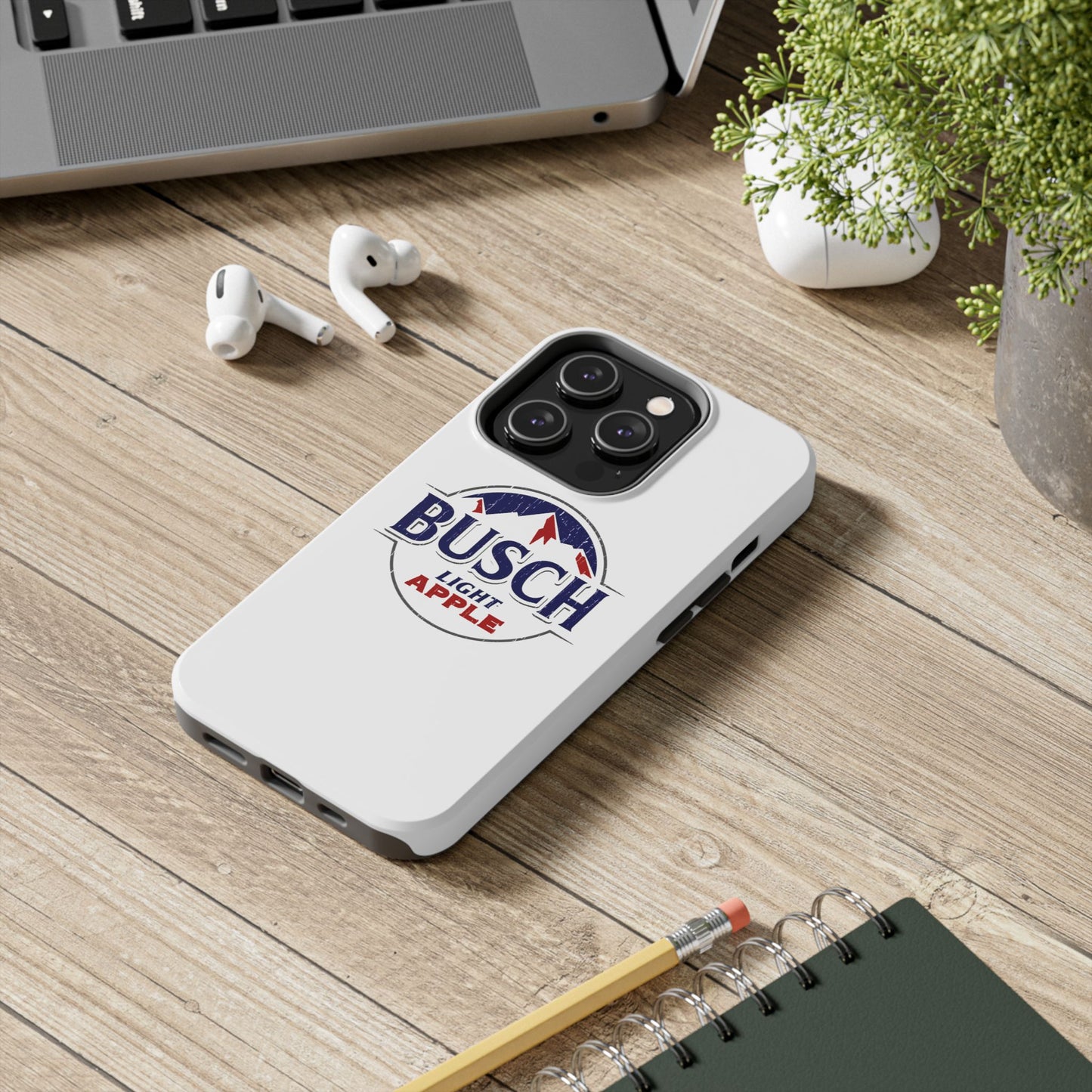 White Busch Apple Phone Case
