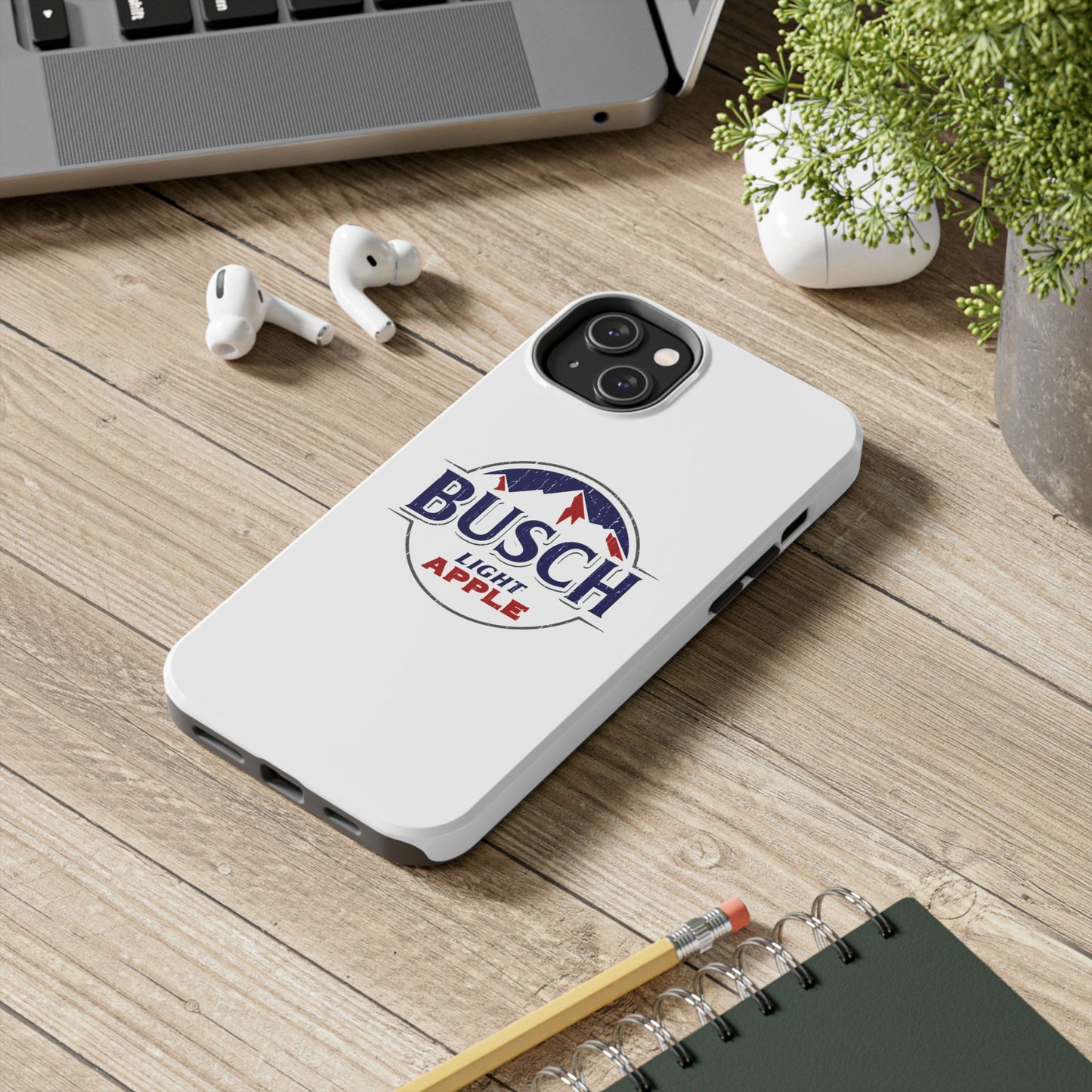 White Busch Apple Phone Case