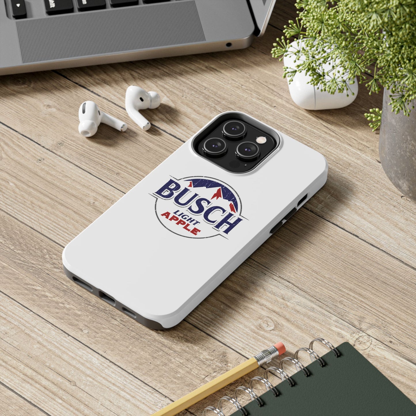 White Busch Apple Phone Case